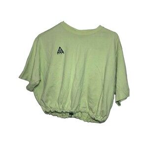Nike ACG Cropped Shirt Women XL Green Short Sleeve Top Cotton